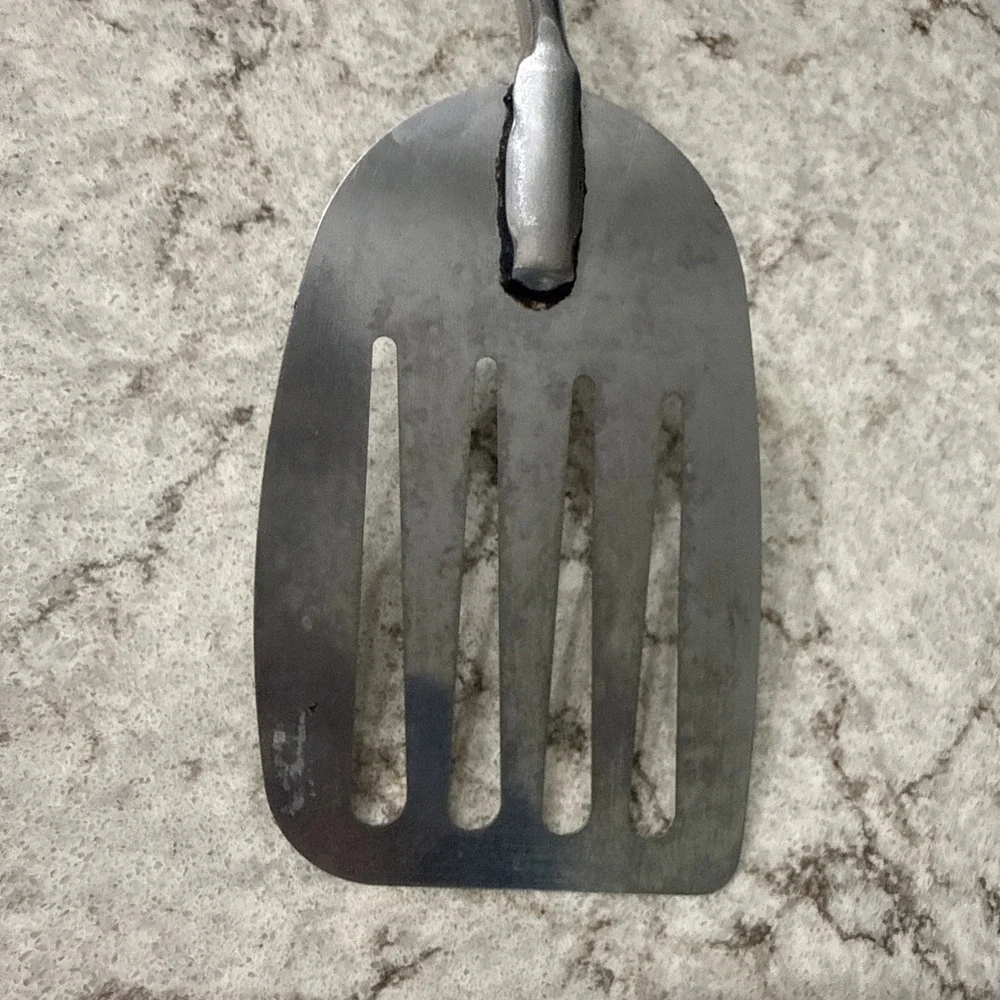 VTG Ekco USA Slotted Angled Spatula Chromium Plated Long 14 In Avocado Green